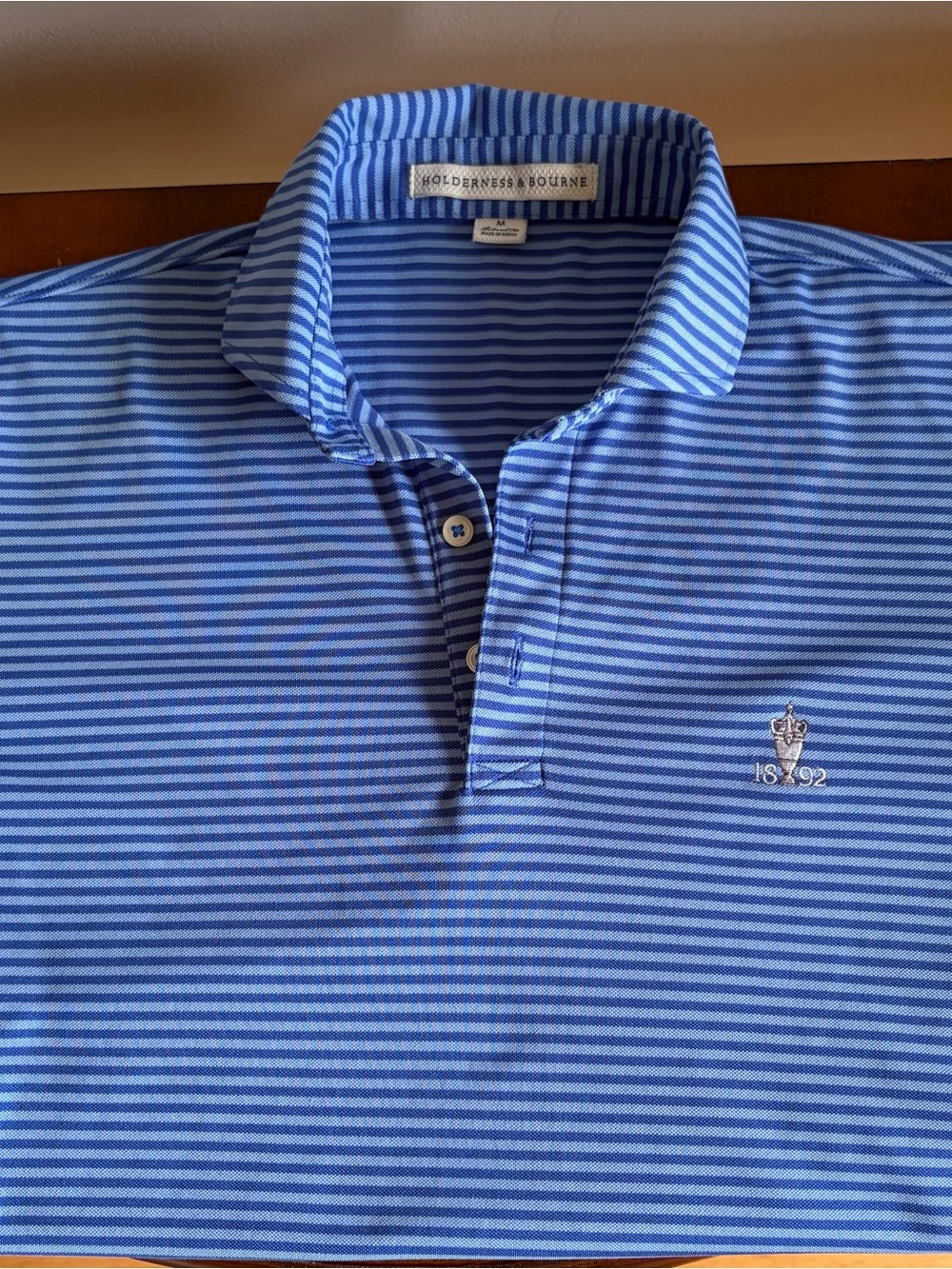 Holderness & Bourne Men’s Blue Striped Polo Shirt